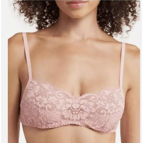 NEW HAH by Free People 34B Dusty Rose Hook Up Lace Underwire Demi Bra Romantic - Picture 1 of 3